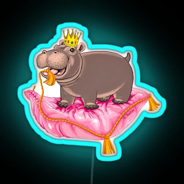 Playful Baby Hippo RGB Neon Sign