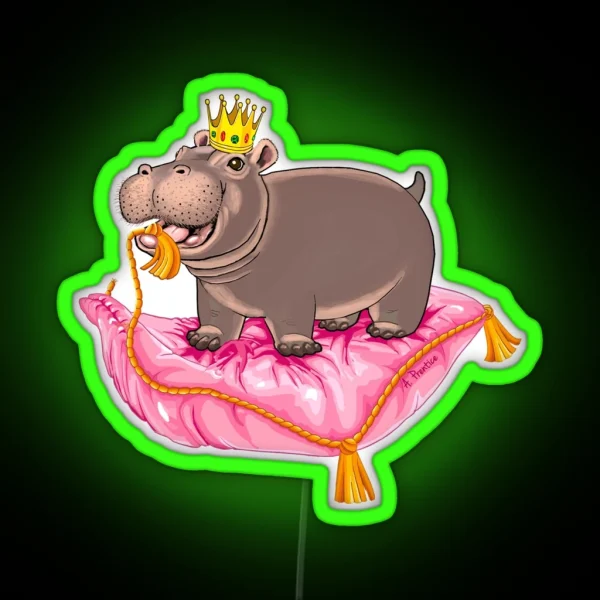 Playful Baby Hippo RGB Neon Sign