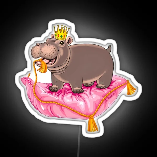 Playful Baby Hippo RGB Neon Sign