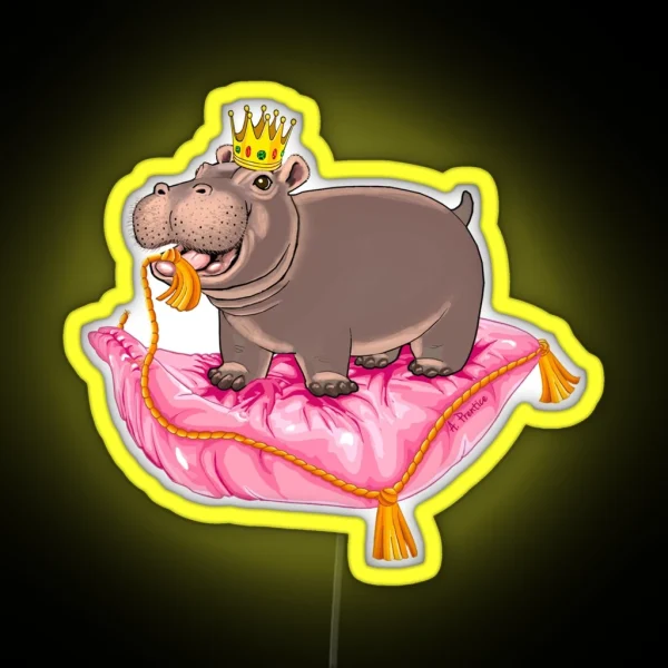 Playful Baby Hippo RGB Neon Sign