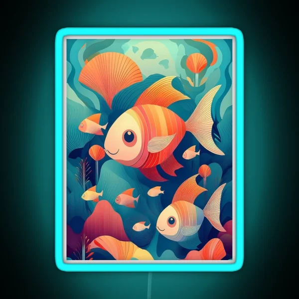 Playful Fish In A Vibrant Reef RGB Neon Sign