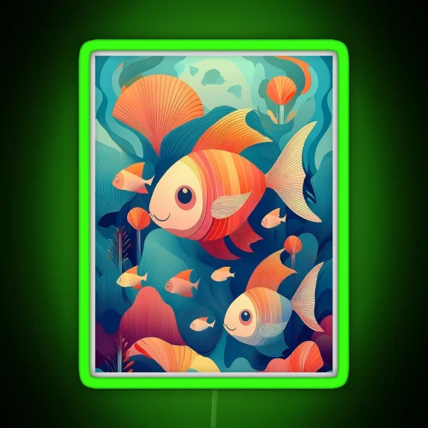 Playful Fish In A Vibrant Reef RGB Neon Sign