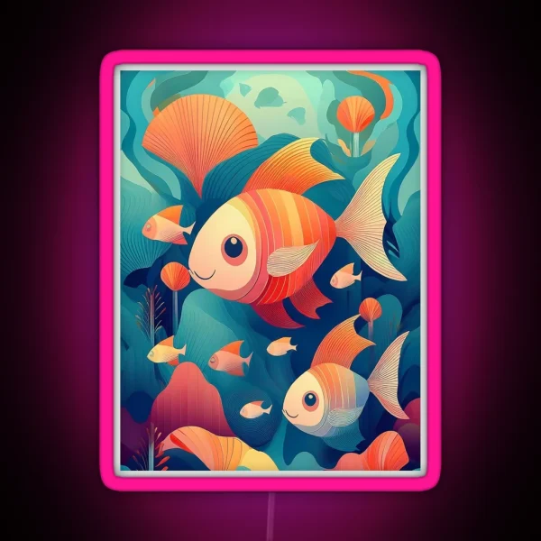 Playful Fish In A Vibrant Reef RGB Neon Sign