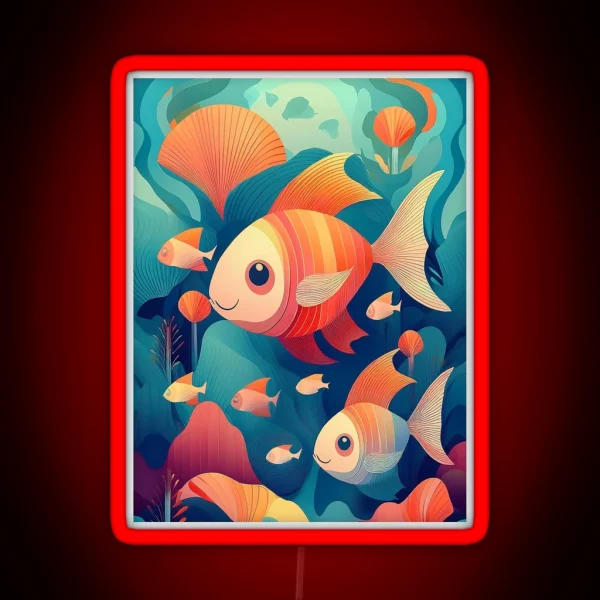Playful Fish In A Vibrant Reef RGB Neon Sign