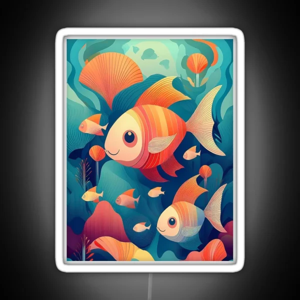 Playful Fish In A Vibrant Reef RGB Neon Sign