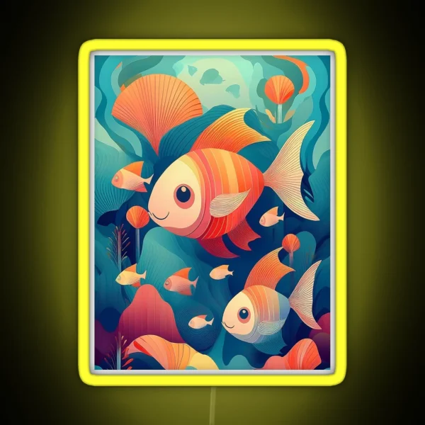 Playful Fish In A Vibrant Reef RGB Neon Sign