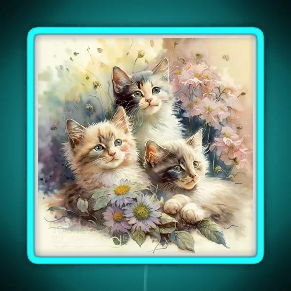 Playful Kitten Antics RGB Neon Sign