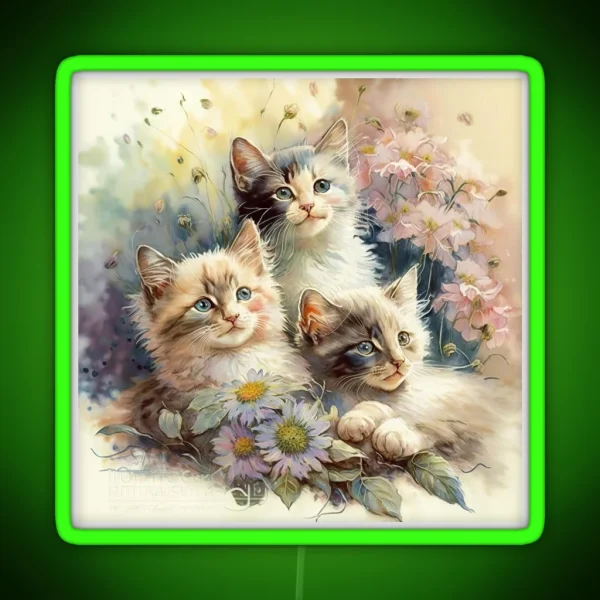 Playful Kitten Antics RGB Neon Sign