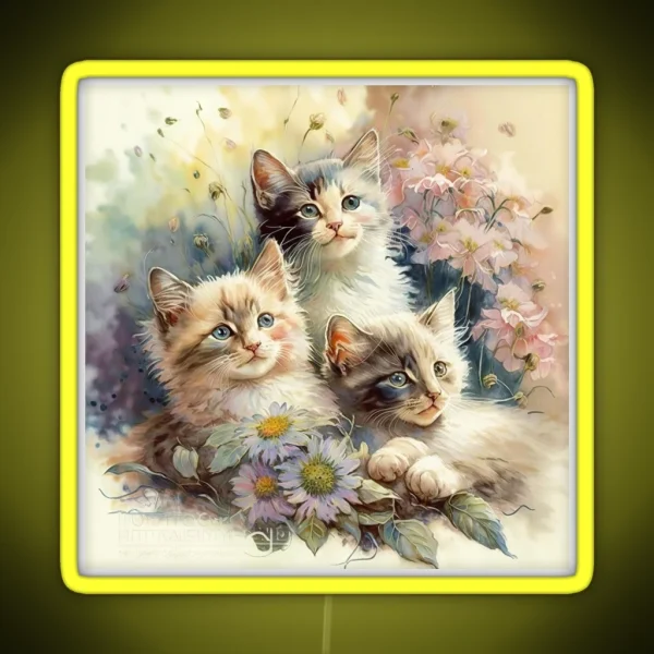 Playful Kitten Antics RGB Neon Sign