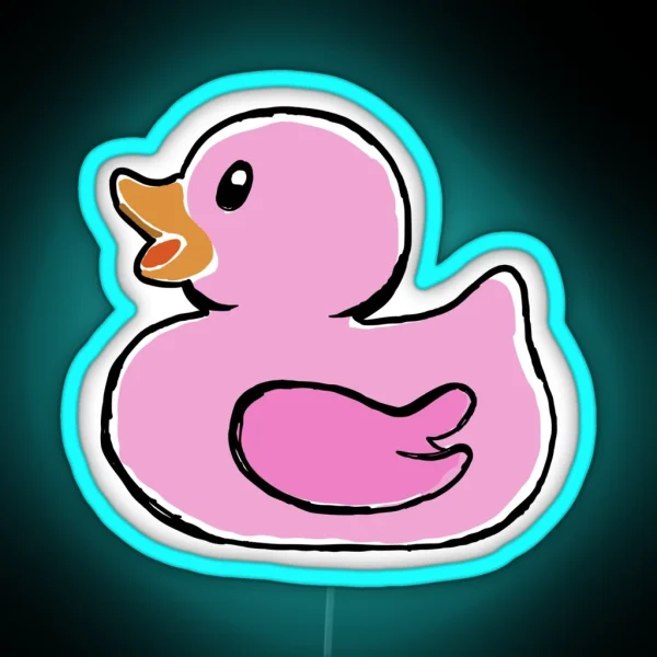 Playful Pink Rubber Ducky Sketch Led RGB Neon Sign