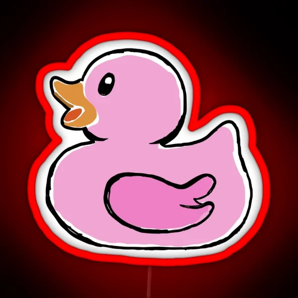 Playful Pink Rubber Ducky Sketch Led RGB Neon Sign