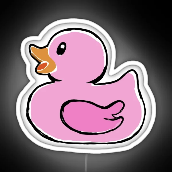 Playful Pink Rubber Ducky Sketch Led RGB Neon Sign