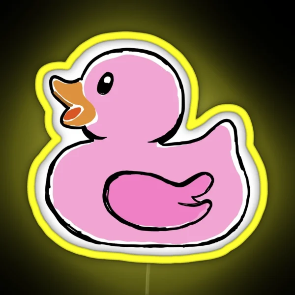 Playful Pink Rubber Ducky Sketch Led RGB Neon Sign