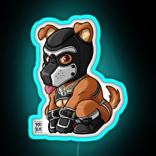 PLAYFUL PUPPY WHITE MASK BEARZOO SERIES RGB Neon Sign