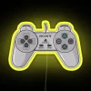 playstation 1 controller rgb neon sign yellow led vector