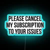 Cancel subscription RGB neon sign in blue.