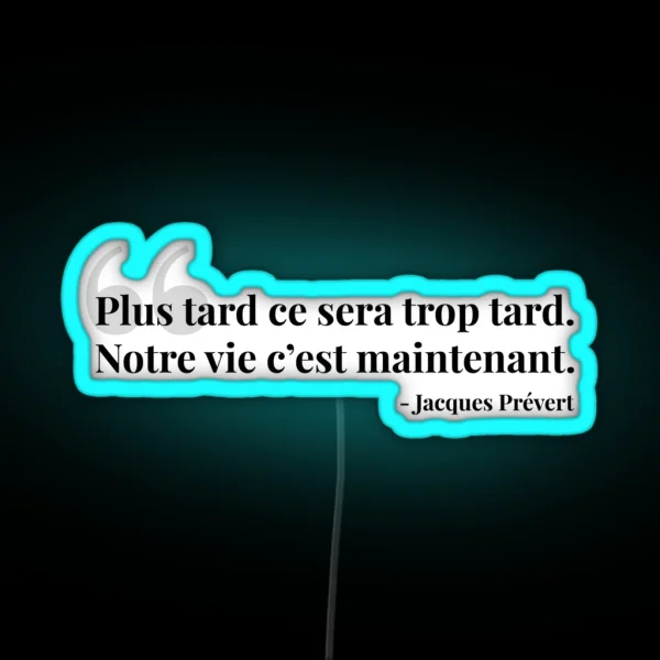 Plus Tard Ce Sera Trop Tard RGB Neon Sign
