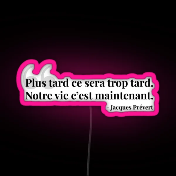 Plus Tard Ce Sera Trop Tard RGB Neon Sign