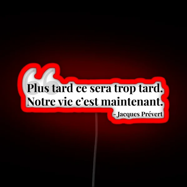 Plus Tard Ce Sera Trop Tard RGB Neon Sign