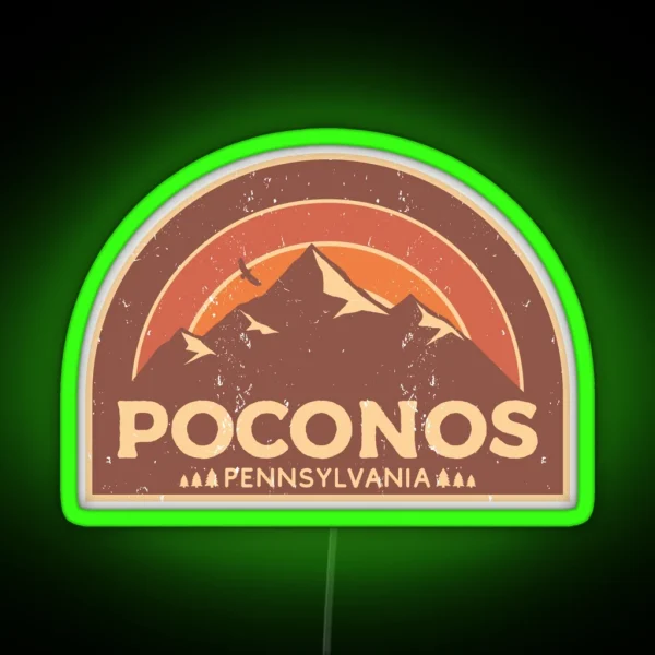 Poconos Pennsylvania Mountain Design RGB Neon Sign