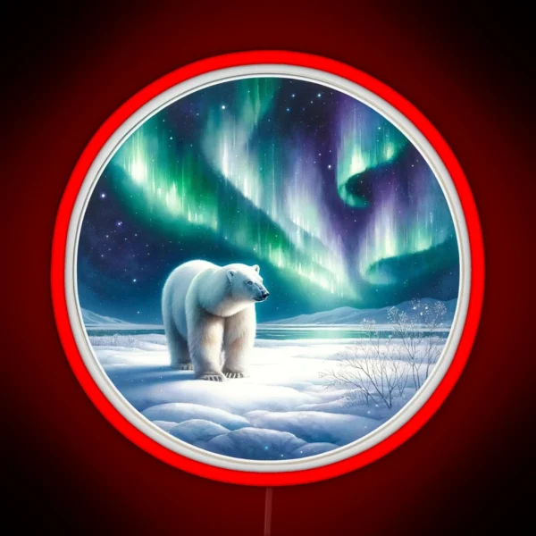 Polar Bear Northern Lights Winter Aurora Borealis Arctic RGB Neon Sign