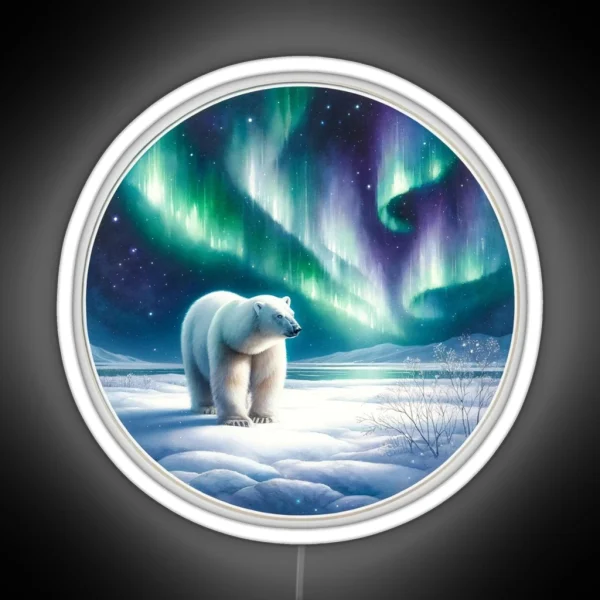 Polar Bear Northern Lights Winter Aurora Borealis Arctic RGB Neon Sign