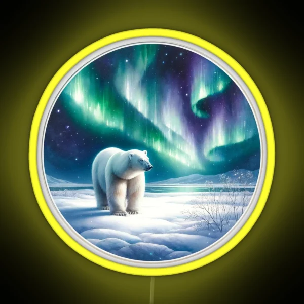 Polar Bear Northern Lights Winter Aurora Borealis Arctic RGB Neon Sign
