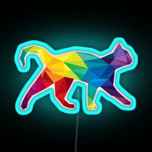 Polygonal Rainbow Cat RGB Neon Sign