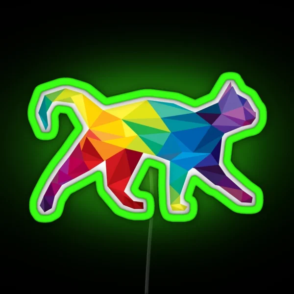 Polygonal Rainbow Cat RGB Neon Sign