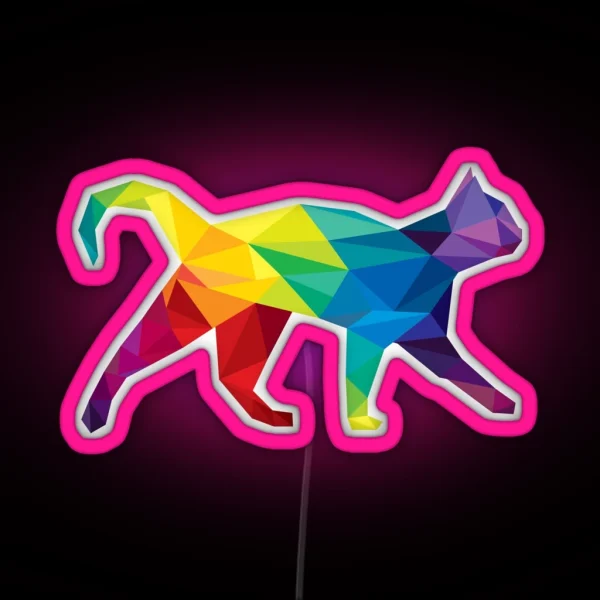 Polygonal Rainbow Cat RGB Neon Sign