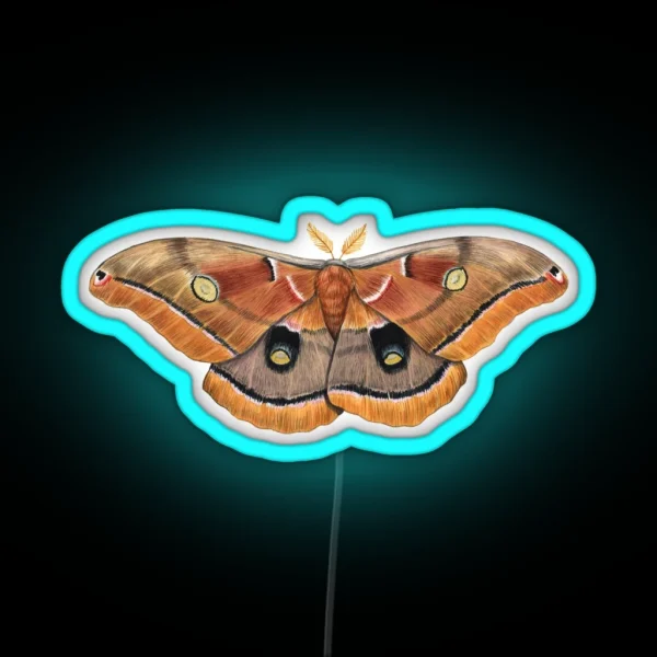 Polyphemus Moth Antheraea Polyphemus II RGB Neon Sign
