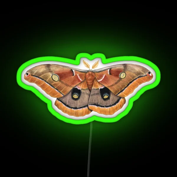 Polyphemus Moth Antheraea Polyphemus II RGB Neon Sign