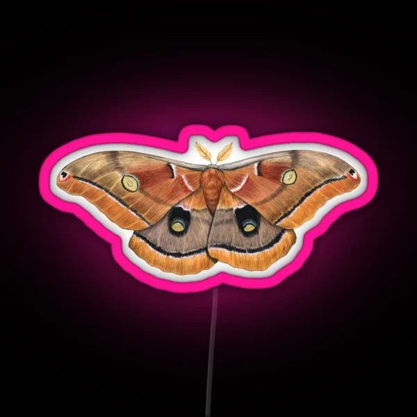 Polyphemus Moth Antheraea Polyphemus II RGB Neon Sign