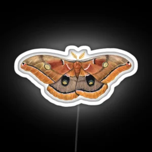Polyphemus Moth Antheraea Polyphemus II RGB Neon Sign