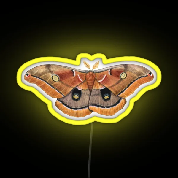 Polyphemus Moth Antheraea Polyphemus II RGB Neon Sign