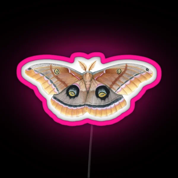 Polyphemus Moth Antheraea Polyphemus RGB Neon Sign