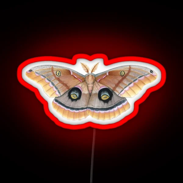 Polyphemus Moth Antheraea Polyphemus RGB Neon Sign
