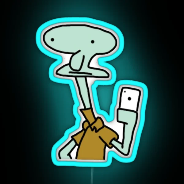 Poorly Drawn Squidward RGB Neon Sign