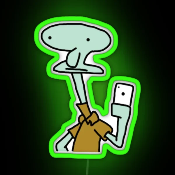 Poorly Drawn Squidward RGB Neon Sign