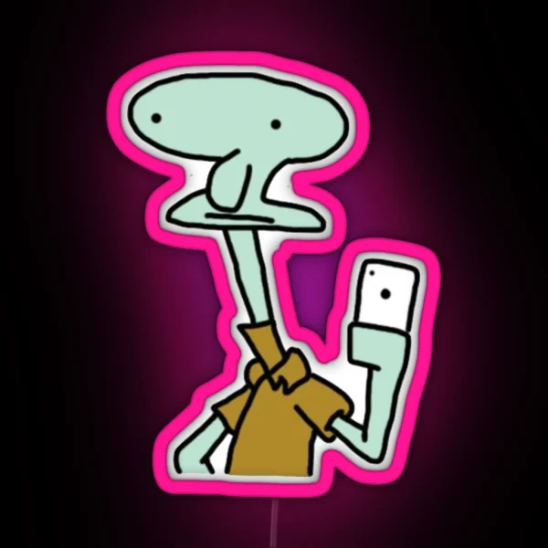 Poorly Drawn Squidward RGB Neon Sign