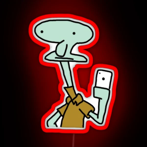 Poorly Drawn Squidward RGB Neon Sign