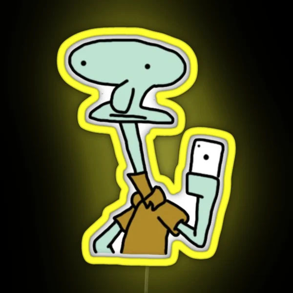Poorly Drawn Squidward RGB Neon Sign