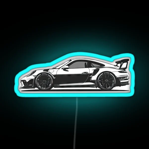 Porsche 911 GT3 Silhouette Design RGB Neon Sign