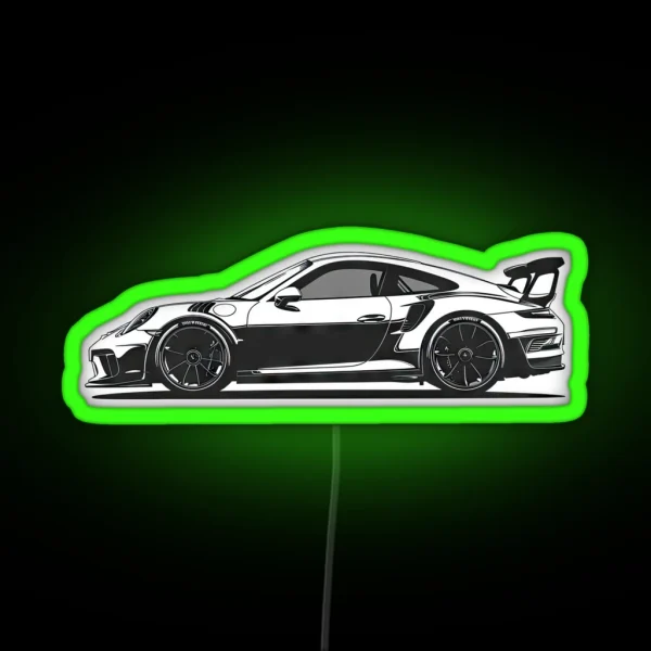 Porsche 911 GT3 Silhouette Design RGB Neon Sign