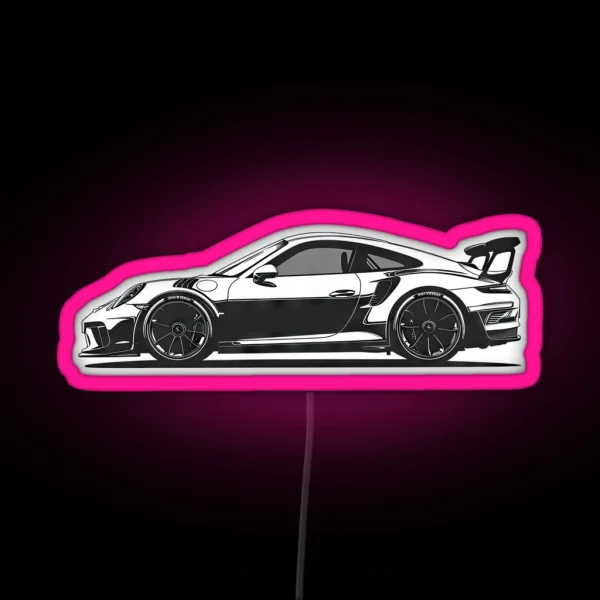 Porsche 911 GT3 Silhouette Design RGB Neon Sign