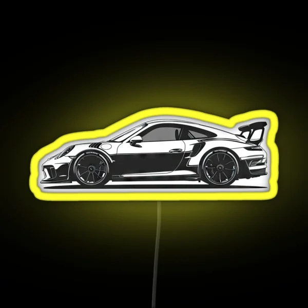 Porsche 911 GT3 Silhouette Design RGB Neon Sign