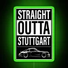 Porsche 911 RS neon sign RGB lighting straight outta Stuttgart green