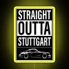 Porsche 911 RS straight outta Stuttgart neon sign in RGB yellow.