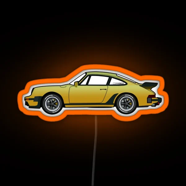 Porsche 911 Turbo 930 Yellow RGB Neon Sign