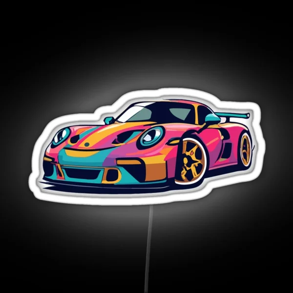 Porsche Carrera GT3 Cartoon Design RGB Neon Sign